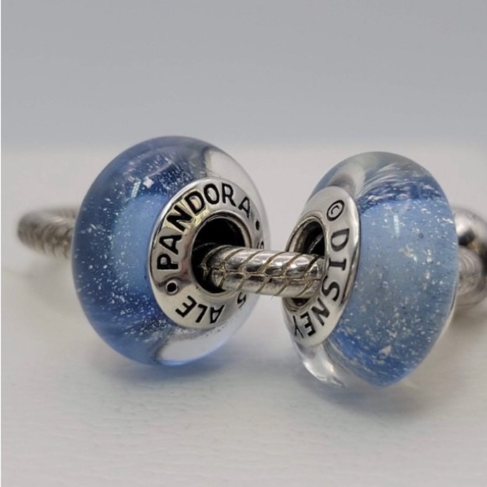 New Authentic Pandora Disney set of 2 charms Cinderella signature murano